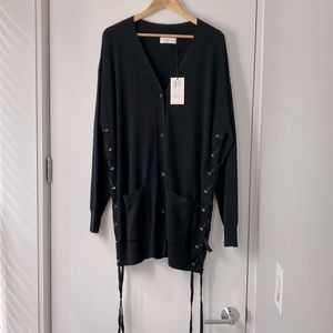 FAITH CONNEXION OVERSIZED LACED CARDIGAN